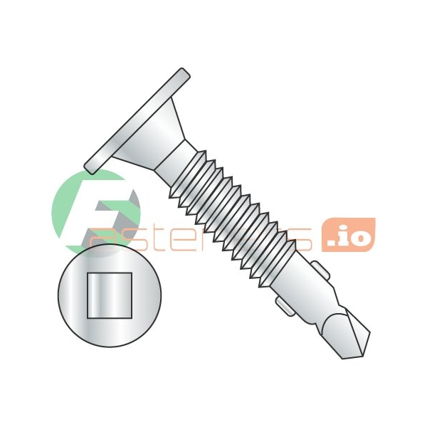 Newport Fasteners Self-Drilling Screw, #12-24 x 1 in, Zinc Plated Steel Wafer Head Square Drive, 3000 PK 188365 - main